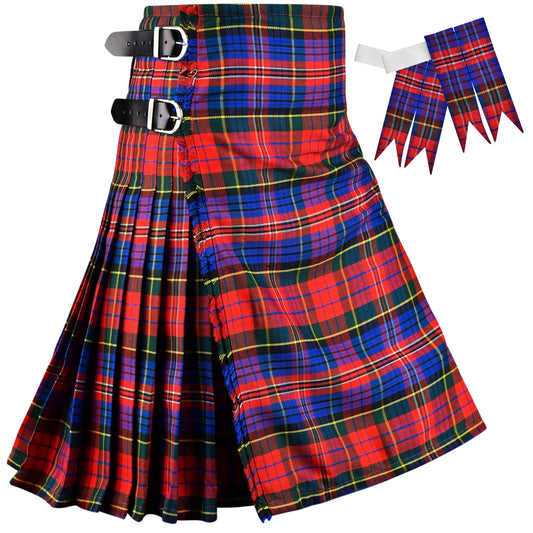 Kilt for Men I Macpherson Red Tartan Kilt Polyviscose 8 Yard Traditional Men Kilt | Big & Tall