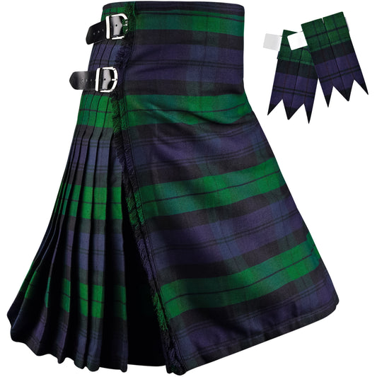 Kilt for Men I Black Watch Tartan Kilt Polyviscose 8 Yard Traditional Men Kilt | Big & Tall