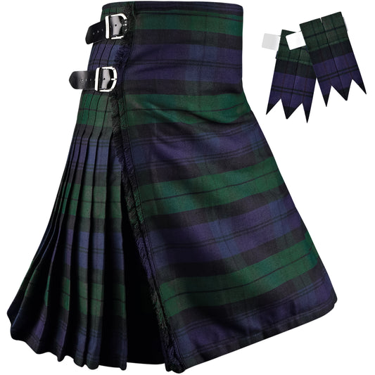 Kilt for Men I Black Watch Tartan Kilt Polyviscose 8 Yard Traditional Men Kilt
