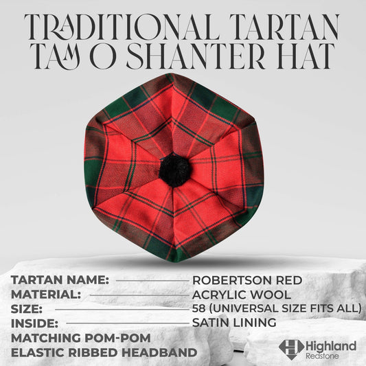 Tam O'Shanter Hat with Pompom | Robertson Red Tartan