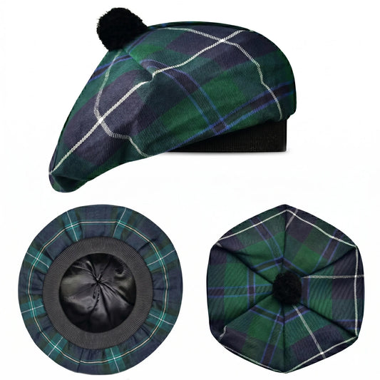 Tam O'Shanter Hat with Pompom | Blue Douglas Tartan