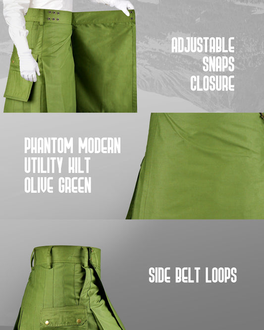 Phantom Modern Utility Kilt | Olive Green