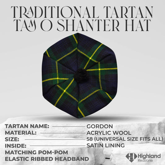 Tam O'Shanter Hat with Pompom | Gordon Tartan