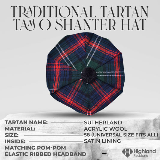 Traditional Tam O'Shanter Hat with Pompom (Sutherland)