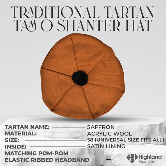 Tam O'Shanter Hat with Pompom | Saffron