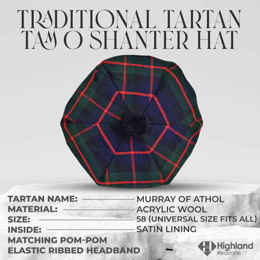 Tam O'Shanter Hat with Pompom in Murray of Athol Tartan