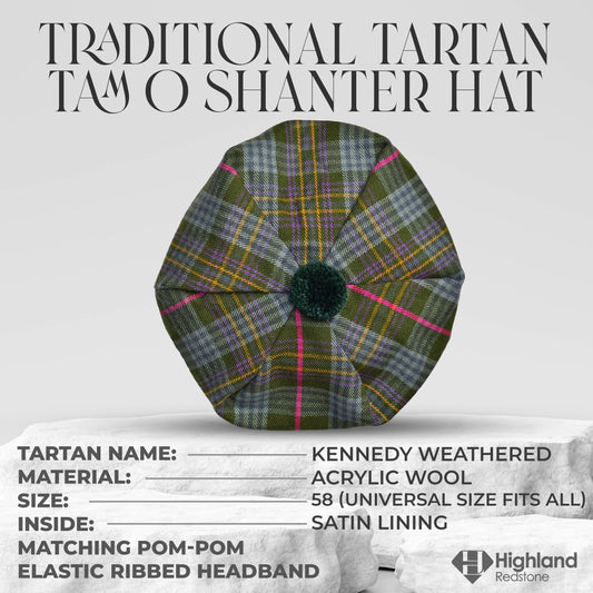 Tam O'Shanter Hat with Pompom in Kennedy Weathered Tartan