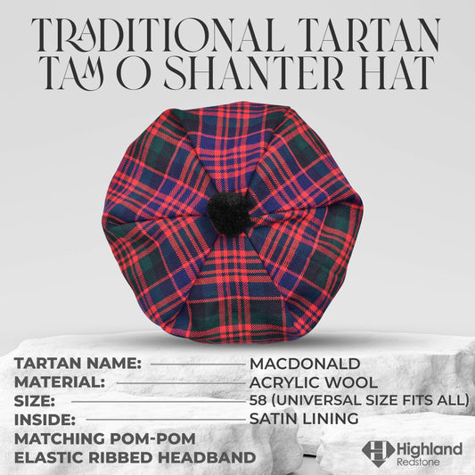 Tam O'Shanter Hat with Pompom | MacDonald Tartan
