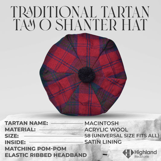 Tam O'Shanter Hat with Pompom in Macintosh Tartan