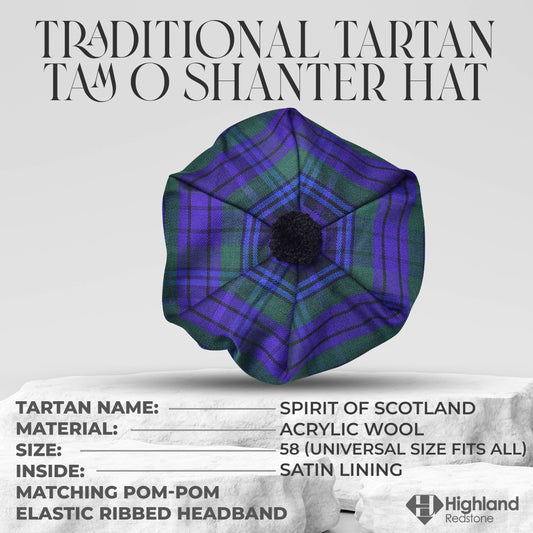 Traditional Tam O'Shanter Hat with Pompom (Spirit of Scotland)