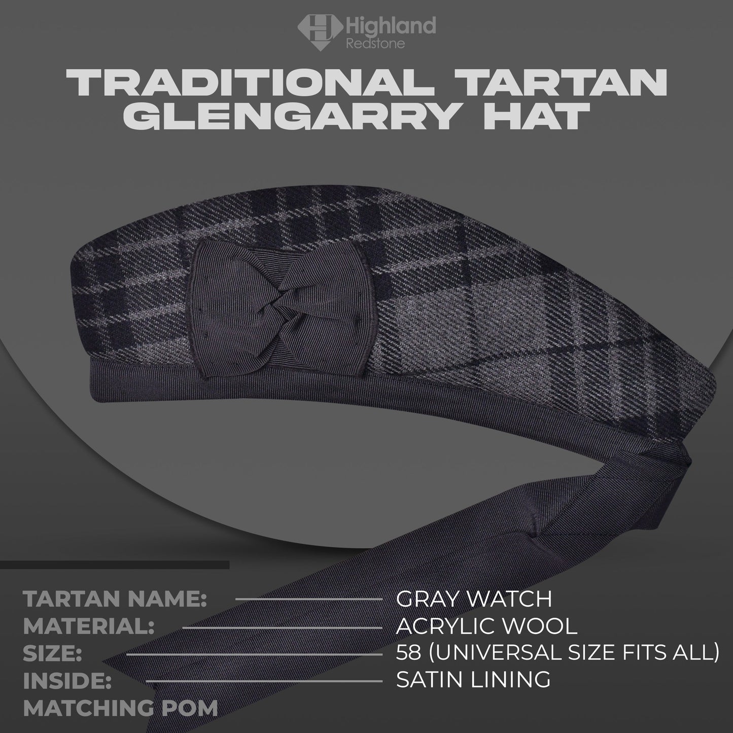 Glengarry Hat | Gray Watch