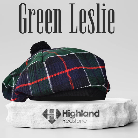 Tam O'Shanter Hat with Pompom | Green Leslie Tartan