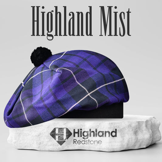 Tam O'Shanter Hat with Pompom | Highland Mist Tartan