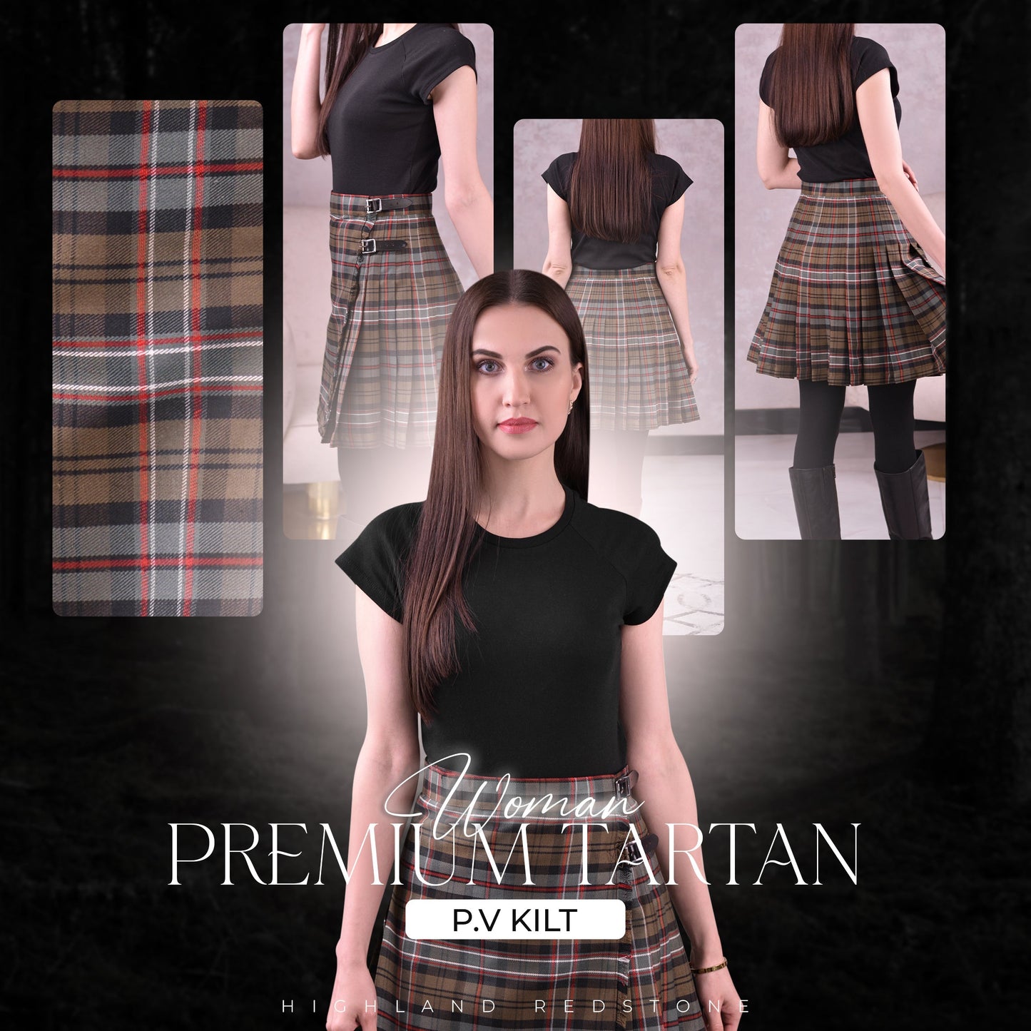 Woman Plaid Kilt - Scottish Heritage Weathered Tartan Kilt - Premium Quality & Timeless Style | Big & Tall