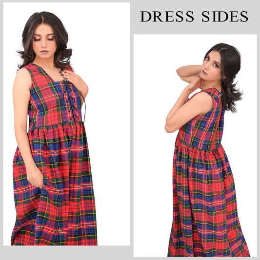 Authentic Scottish Dress in Macpherson Red Tartan