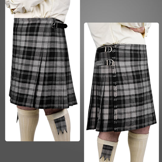 Kilt for Men I Grey Douglas Tartan Kilt Polyviscose 8 Yard Traditional Men Kilt | Big & Tall