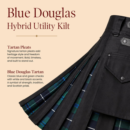 Blue Douglas Hybrid Utility Kilt for Men - Traditional Style with Modern Functionality