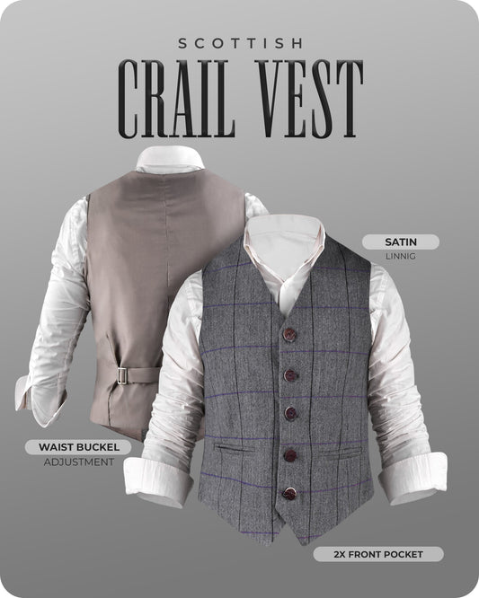 Bold Grey Crail Vest - Red Check