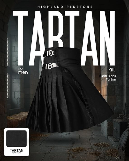 Acrylic Kilt | 16oz Plain Black Tartan Kilt
