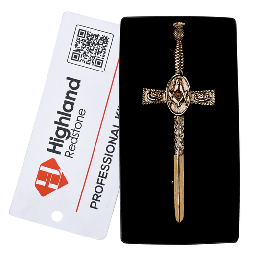 Antique Kilt Pin with a detailed Masonic Thistle design, perfect for adding elegance to your kilt outfit.
