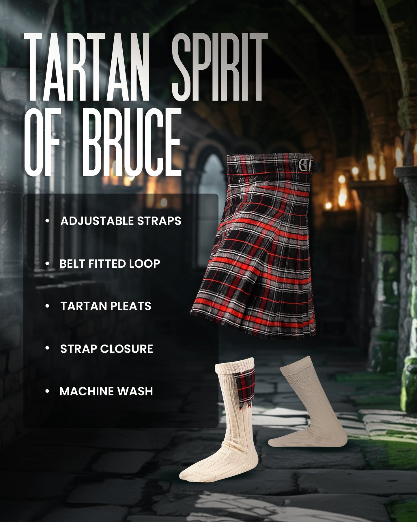 Acrylic Kilt | 16oz Spirit of Bruce Tartan Kilt | Big & Tall