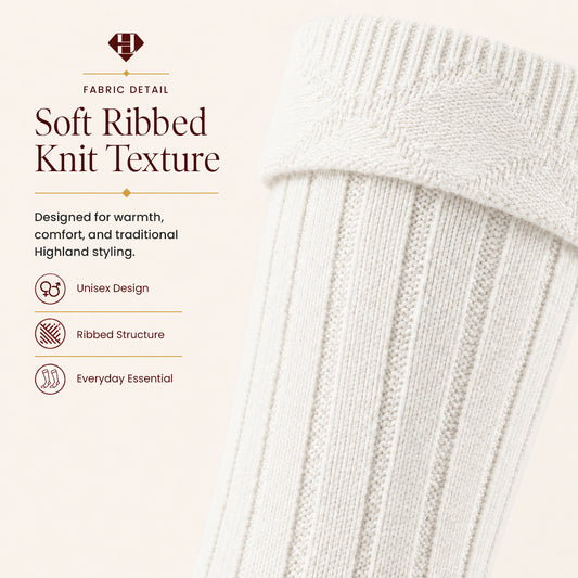 Comfortable Wool Blend White Kilt Hose | High-Quality Kilt Socks