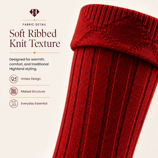 Comfortable Wool Blend Red Kilt Hose | High-Quality Kilt Socks