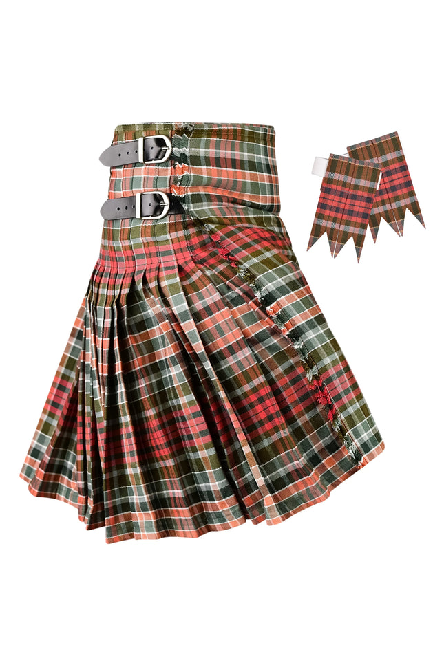 Kilt for Men I Gordon Weathered Red Tartan Kilt Polyviscose 8 Yard Traditional Men Kilt | Big & Tall