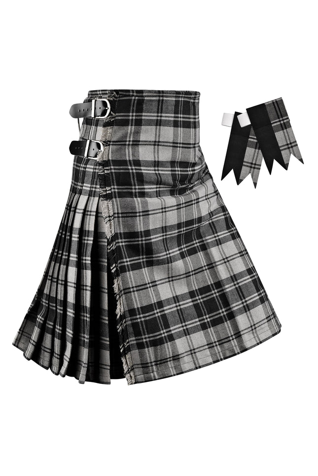 Kilt for Men I Grey Douglas Tartan Kilt Polyviscose 8 Yard Traditional Men Kilt
