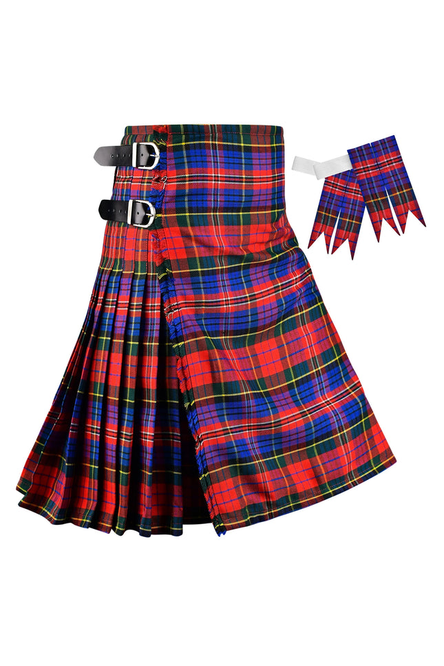 Kilt for Men I Macpherson Red Tartan Kilt Polyviscose 8 Yard Traditional Men Kilt | Big & Tall