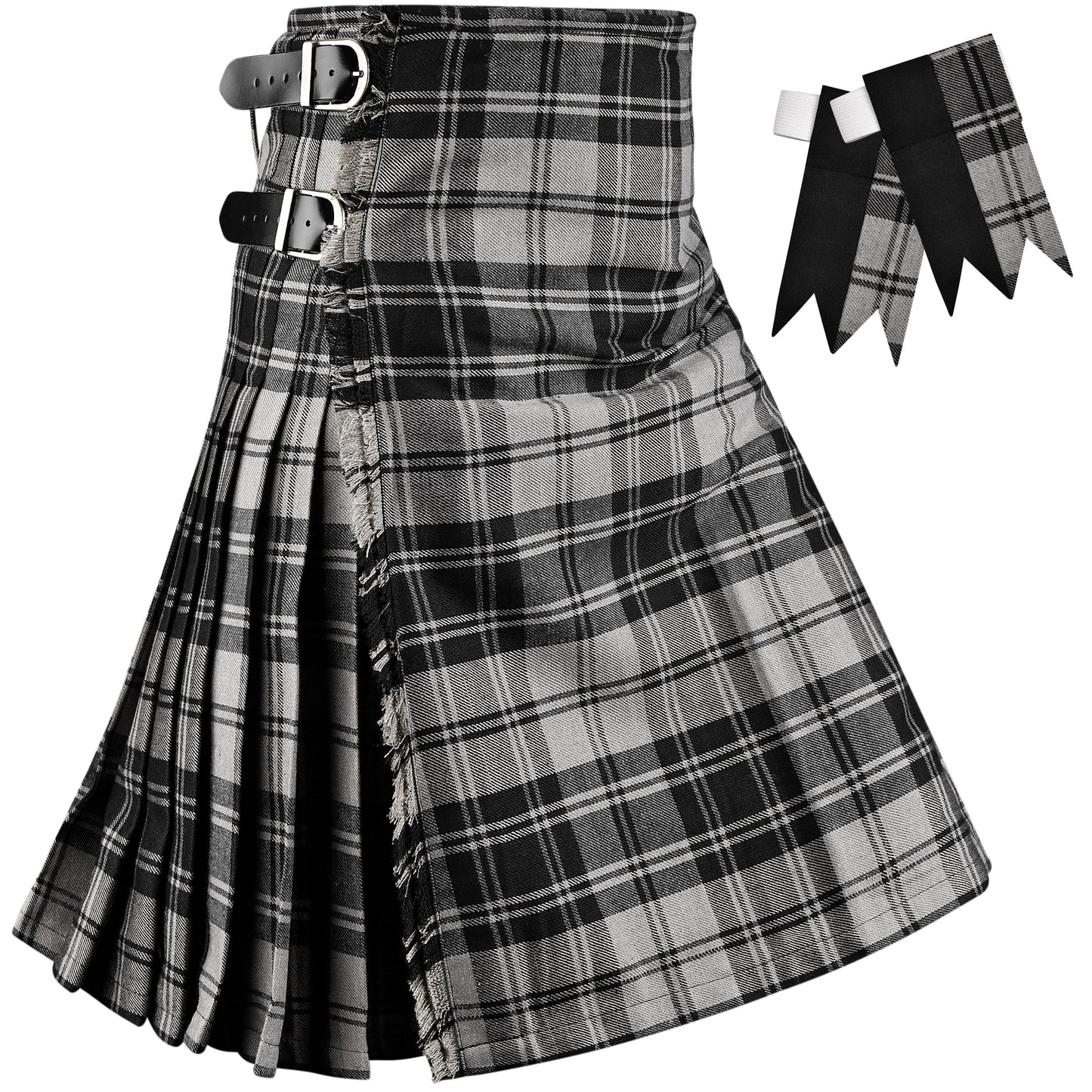 Kilt for Men I Grey Douglas Tartan Kilt Polyviscose 8 Yard Traditional Men Kilt