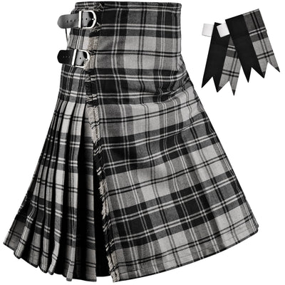 Kilt for Men I Grey Douglas Tartan Kilt Polyviscose 8 Yard Traditional Men Kilt | Big & Tall