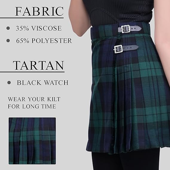Women's PV Kilt in Black Watch Tartan