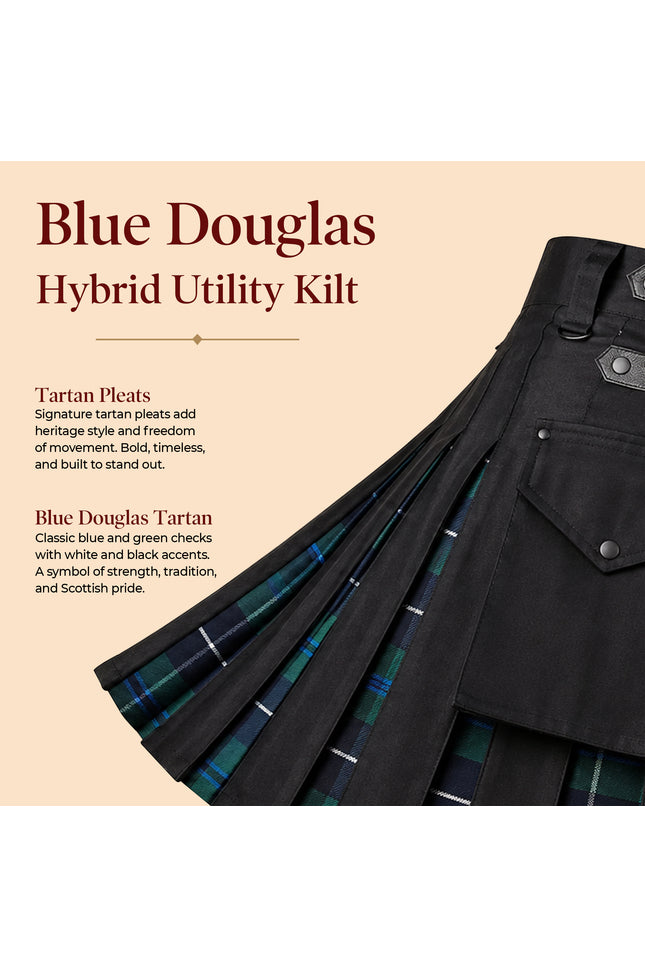 Blue Douglas Kilt for Men  -  Traditional Style with Modern Functionality | Big & Tall
