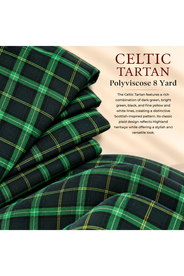 Kilt for Men I Celtic Tartan Kilt Polyviscose 8 Yard Traditional Men Kilt