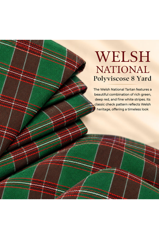Kilt for Men I Welsh National Tartan Kilt Polyviscose 8 Yard Traditional Men Kilt