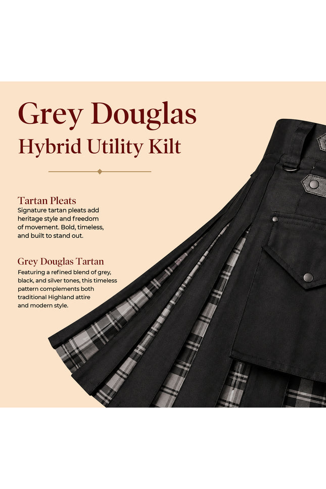 Grey Douglas Hybrid Utility Kilt for Men  - Traditional Style with Modern Functionality | Big & Tall