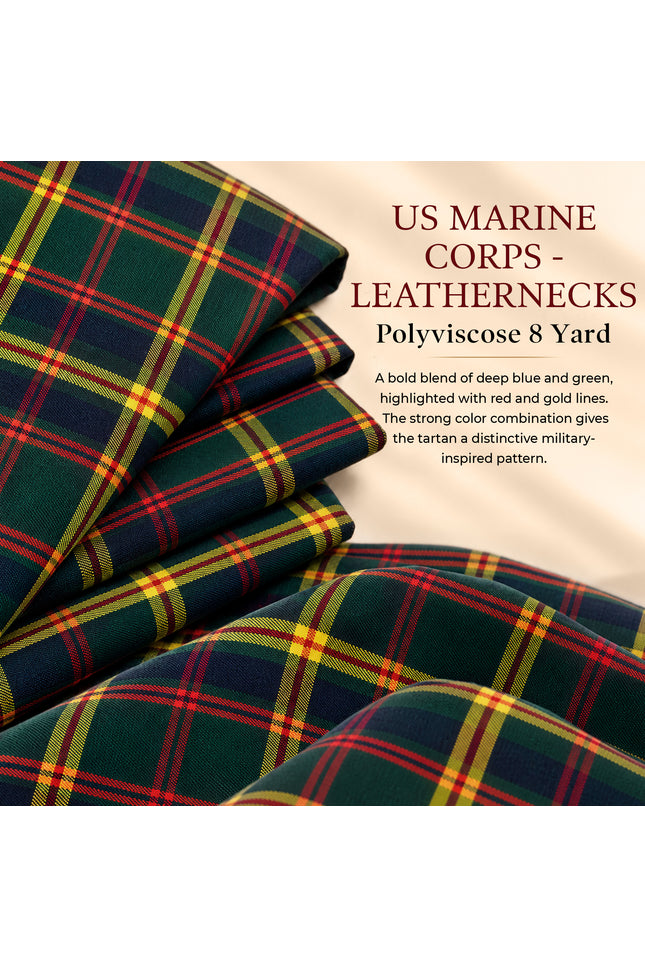 Kilt for Men I US Marine Corps - Leathernecks  Tartan Kilt Polyviscose 8 Yard Traditional Men Kilt