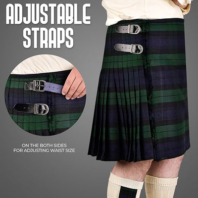 Kilt for Men I Black Watch Tartan Kilt Polyviscose 8 Yard Traditional Men Kilt