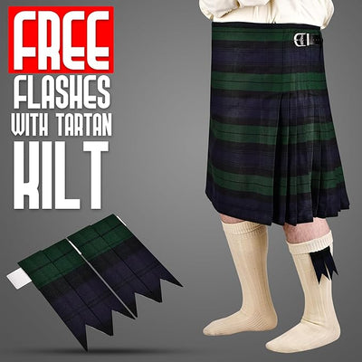 Kilt for Men I Black Watch Tartan Kilt Polyviscose 8 Yard Traditional Men Kilt