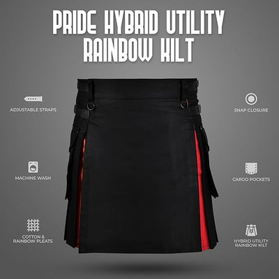 Rainbow Kilt Hybrid Utility Kilt for Men - Scottish Traditional Kilt with Flashes