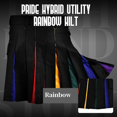 Rainbow Kilt Hybrid Utility Kilt for Men - Scottish Traditional Kilt with Flashes