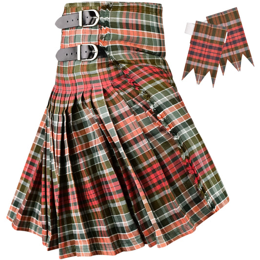 Kilt for Men I Gordon Weathered Red Tartan Kilt Polyviscose 8 Yard Traditional Men Kilt | Big & Tall