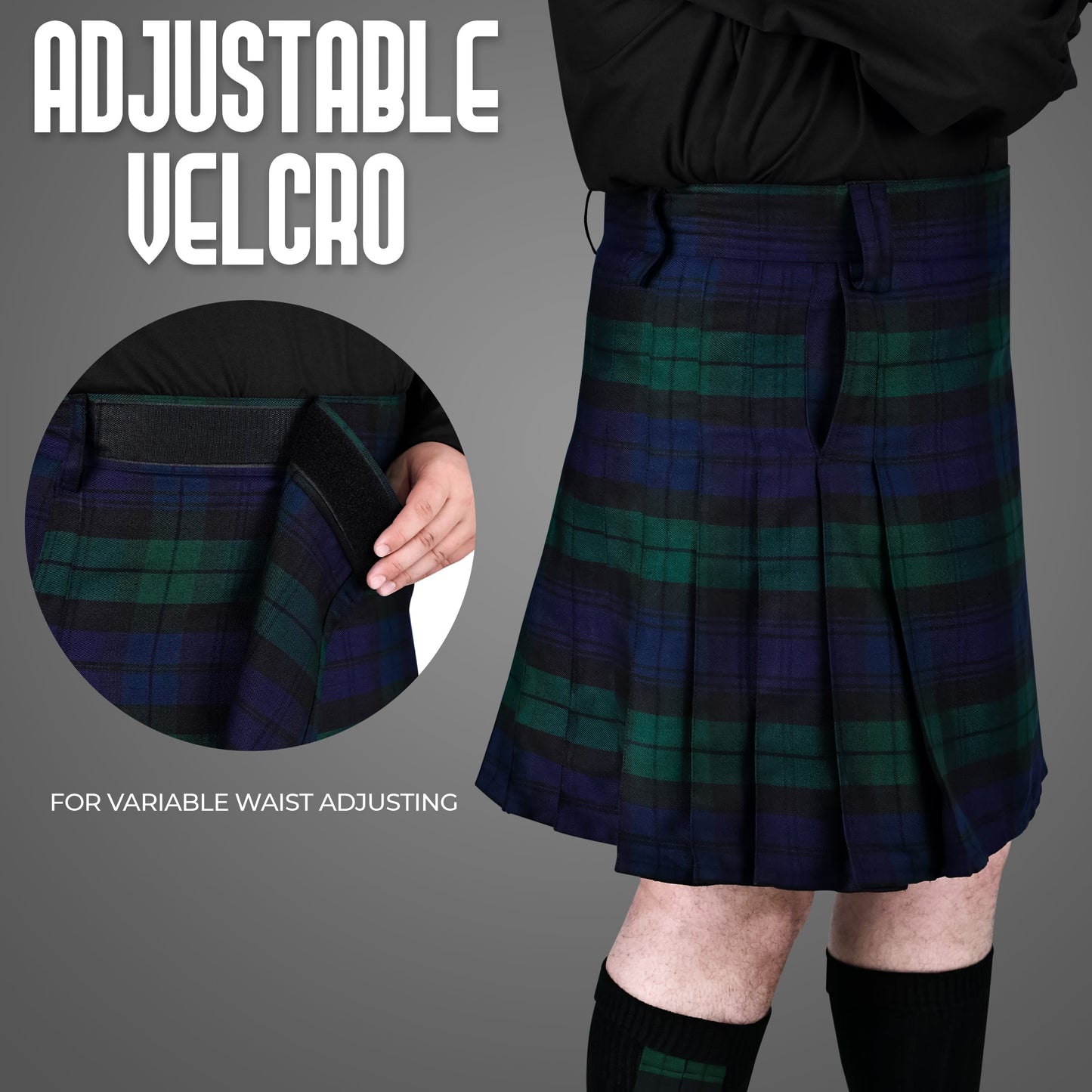 Sports kilt For Men - Athletic Kilt P.V. 8 Yard | Velcro Closing