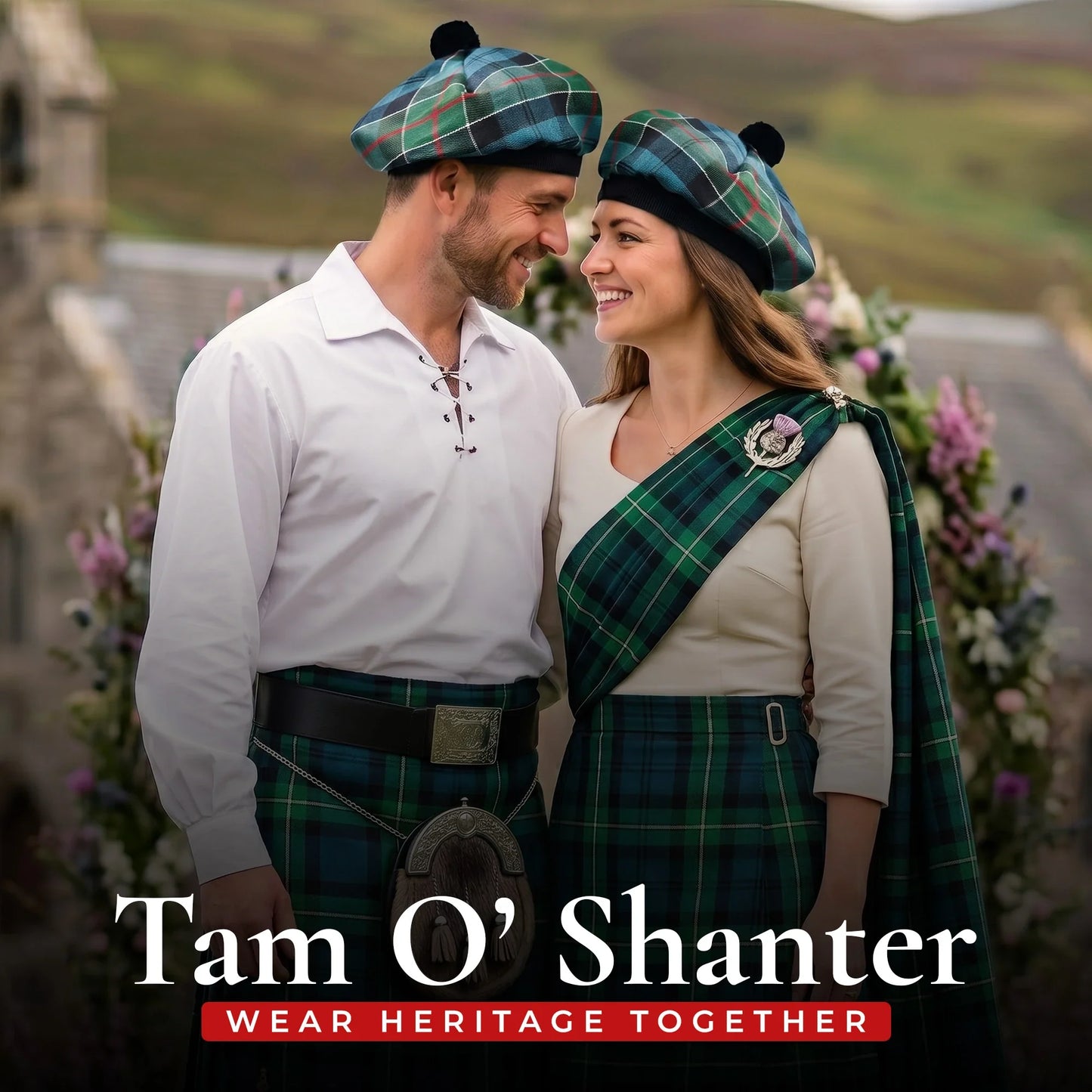 Tam O'Shanter Hat with Pompom | Ancient Colquhoun Tartan