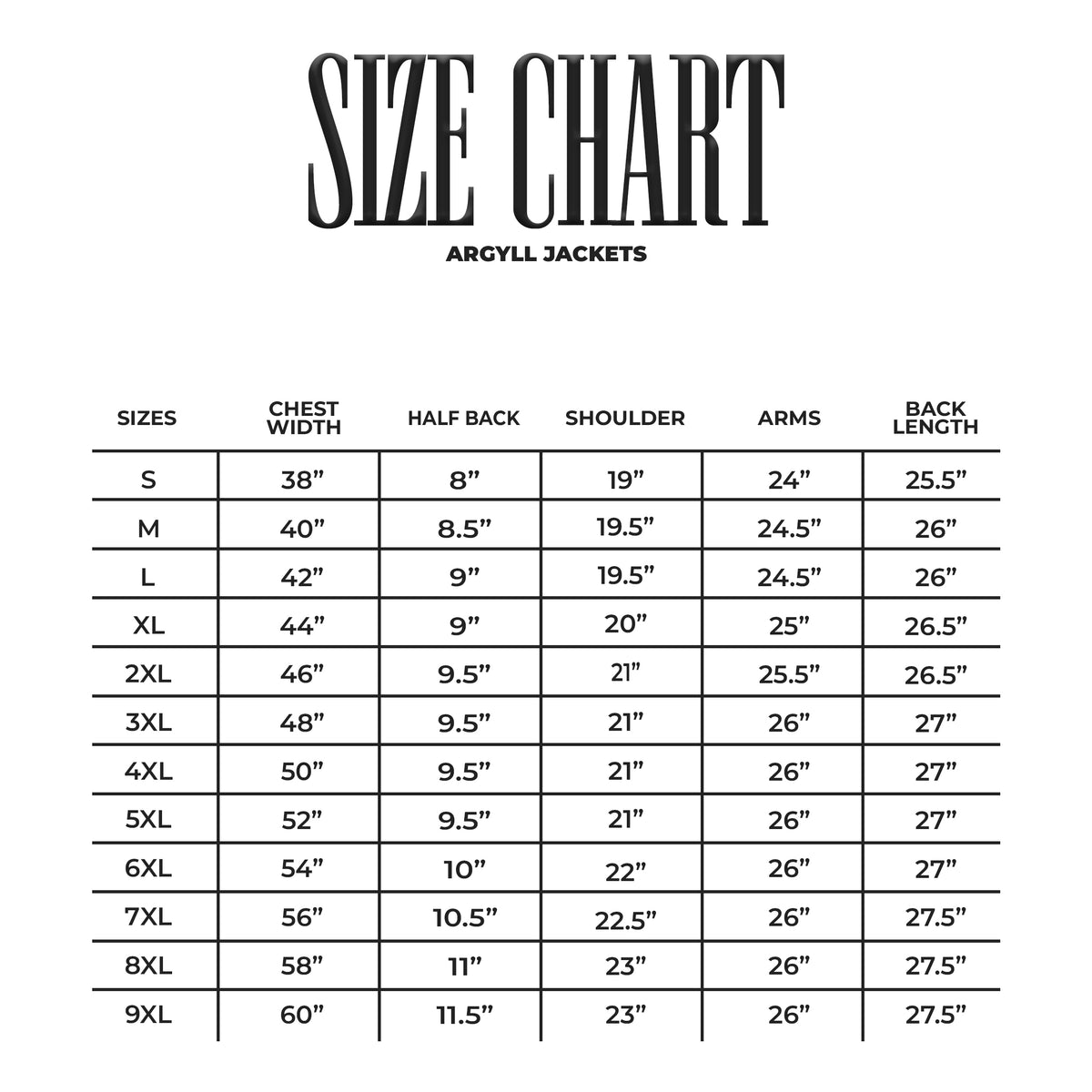 Size chart