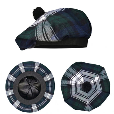 Tam O'Shanter Hat with Pompom | Black Watch Dress Tartan