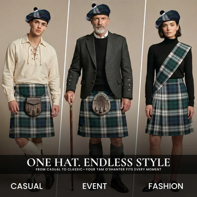 Tam O'Shanter Hat with Pompom | Black Watch Dress Tartan