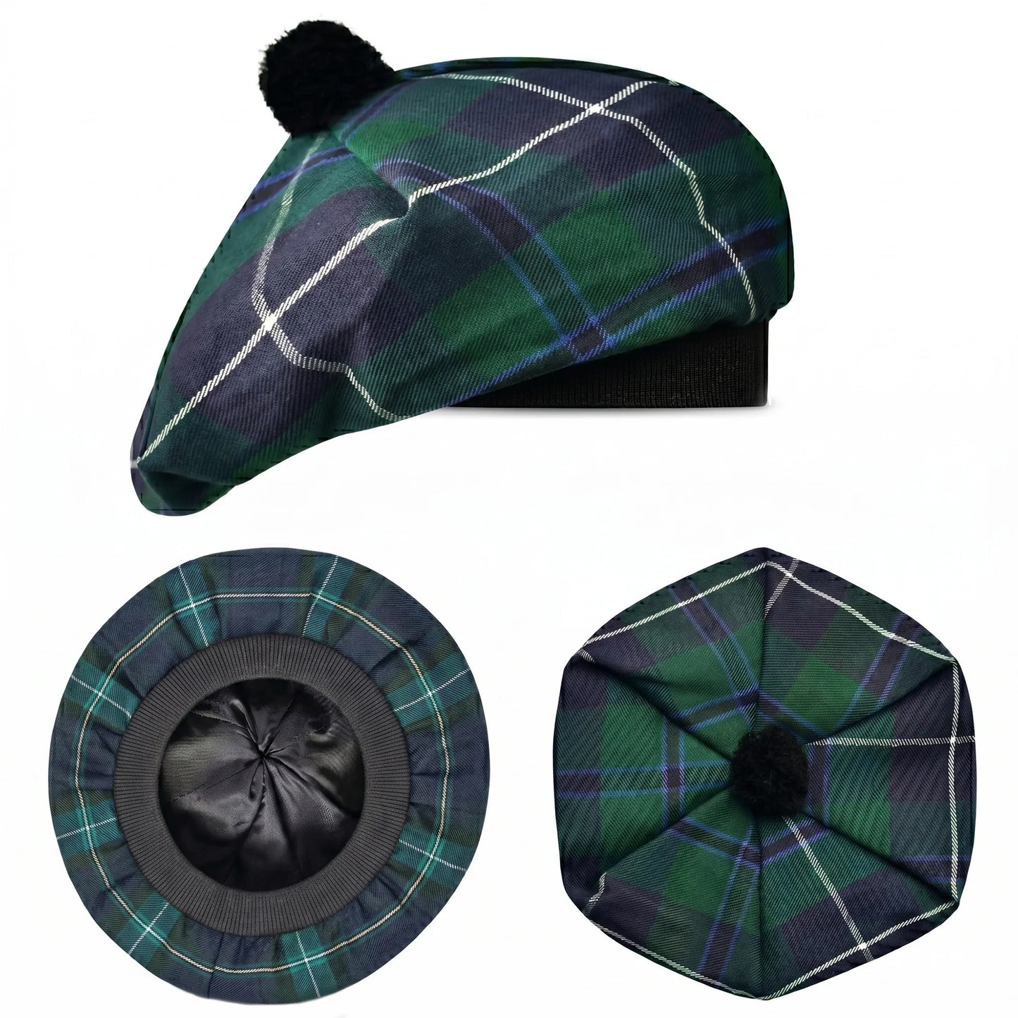 Tam O'Shanter Hat with Pompom | Blue Douglas Tartan