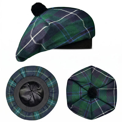 Tam O'Shanter Hat with Pompom | Blue Douglas Tartan